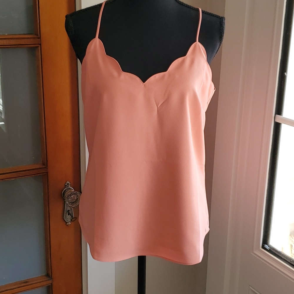 JCrew Scalloped Coral Camisole NWOT